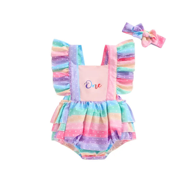 Rainbow Party Birthday Onesie Set