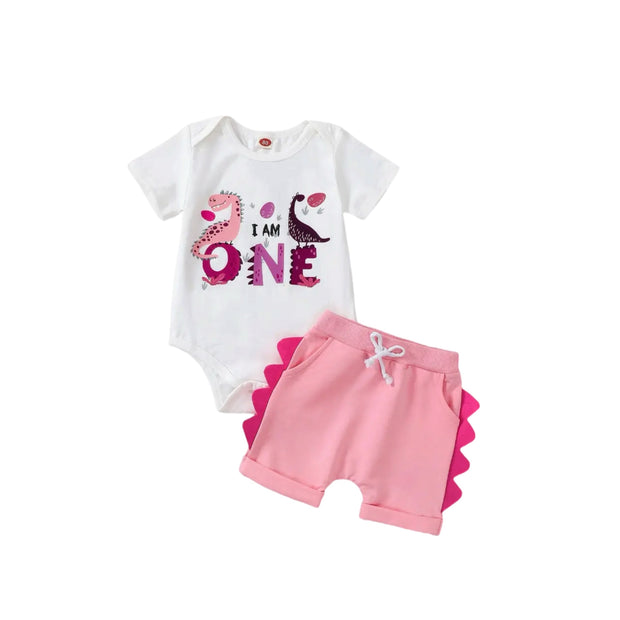 One Little MISS Dino Birthday Set