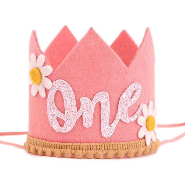 Sunny ONE Birthday Crown - Apricot Pink