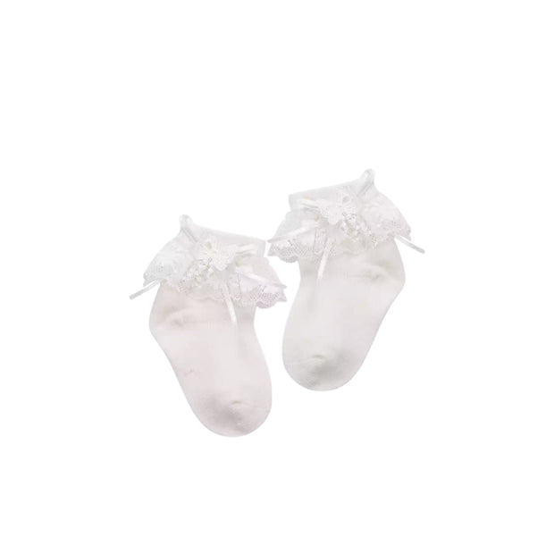 Butterfly Frill Socks- White