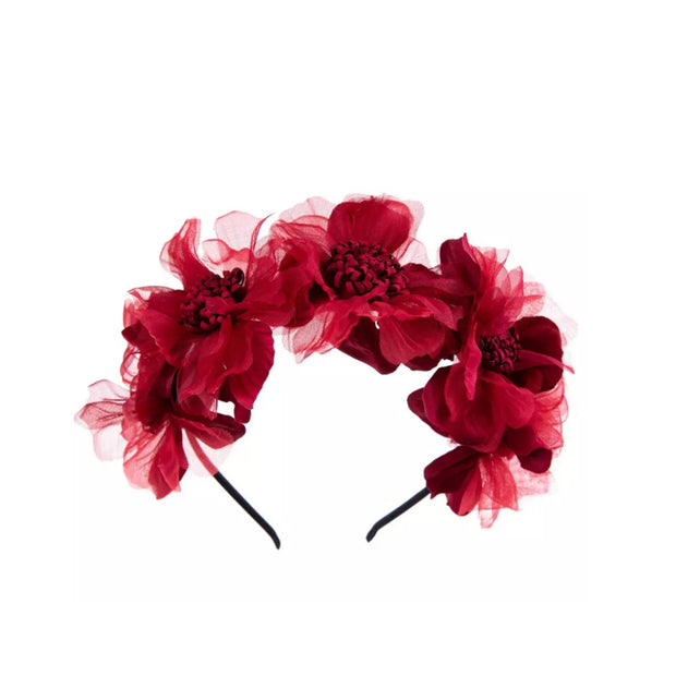 Gracie Flower Headband- Rosie Red