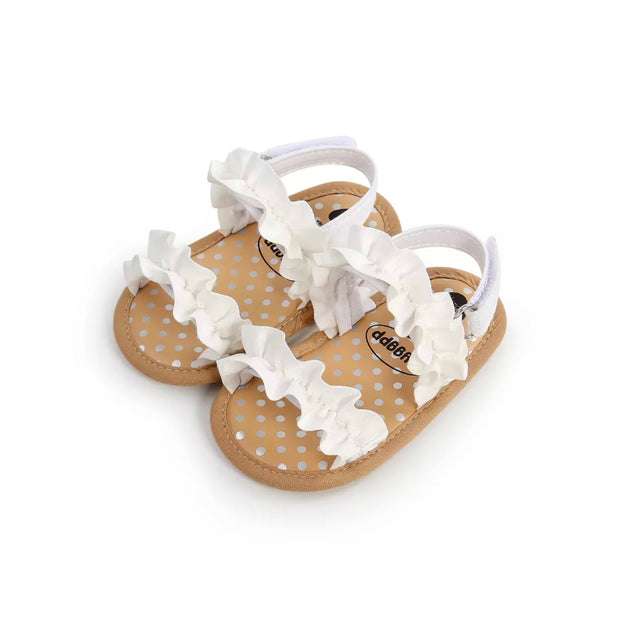 Rita Ruffle Sandals - White