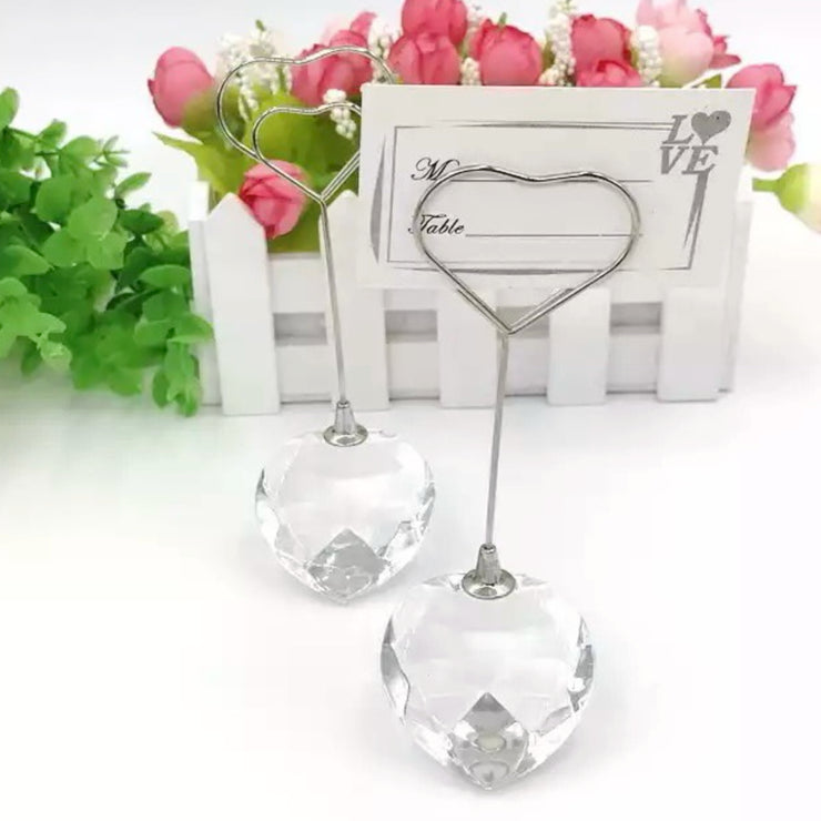 Heart Crystal Place Card Holder