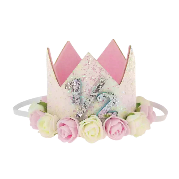 Ultimate 1/2 Birthday Crown - White & Pink