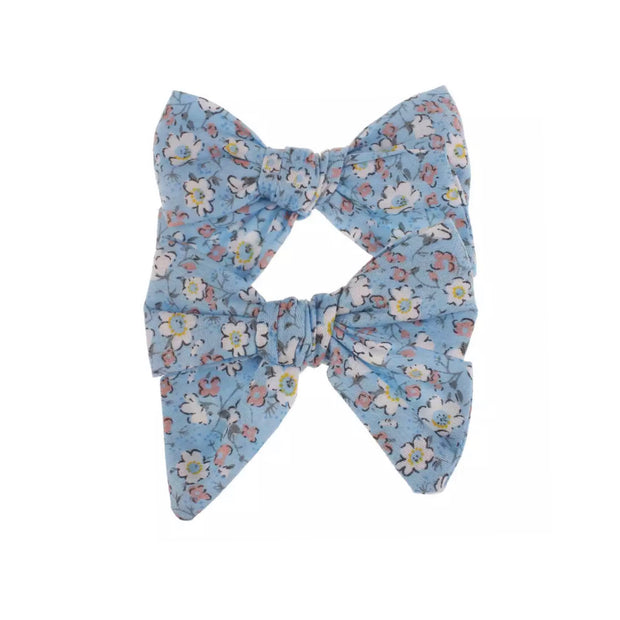 Izabella Piggie Bows- Blue Flowers