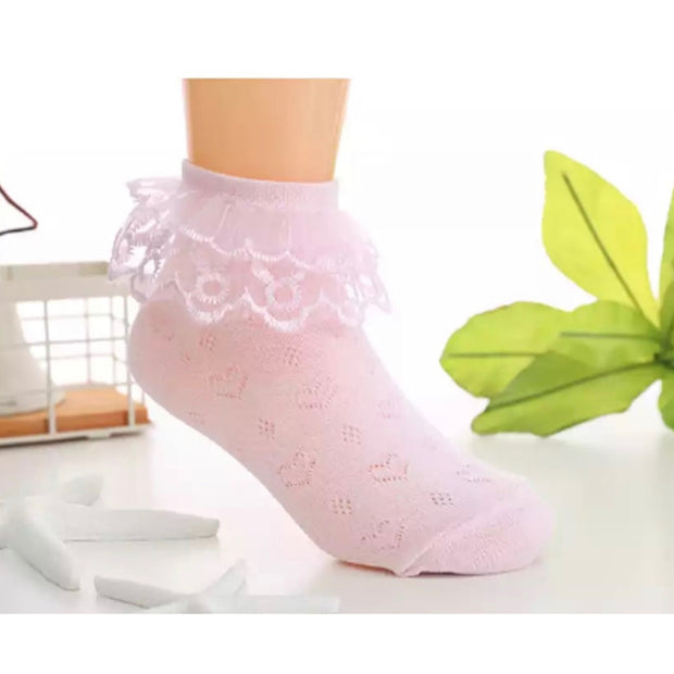 Heart Frill Socks - Pink
