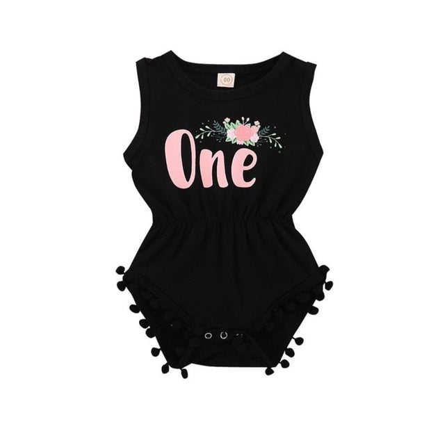 One Birthday Onesie - Black - Bamboletta's Boutique
