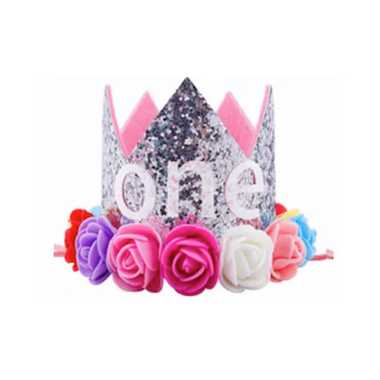 Ultimate 1st Birthday Crown - Silver & Rainbow