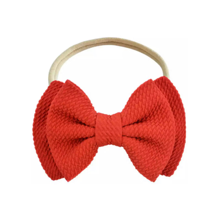 Poppy Bow Headband- Red