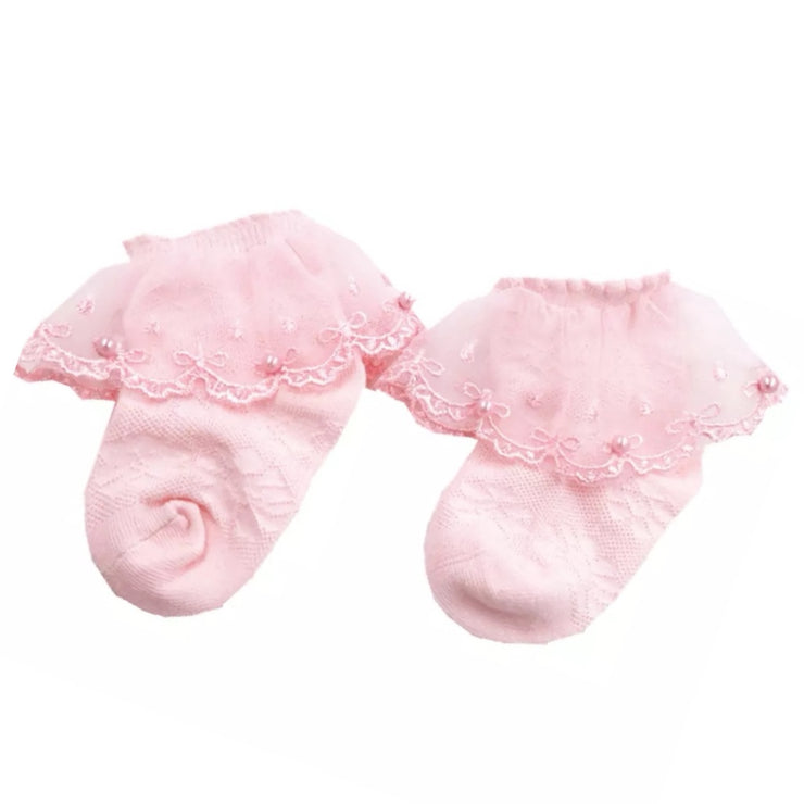 Paisley Frill Socks - Pink