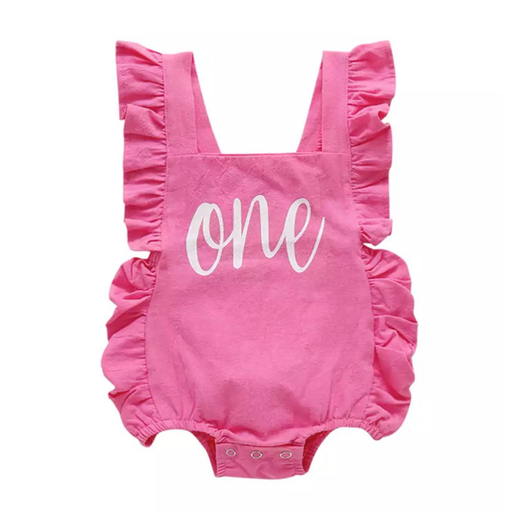 One Flutter Birthday Onesie - Hot Pink